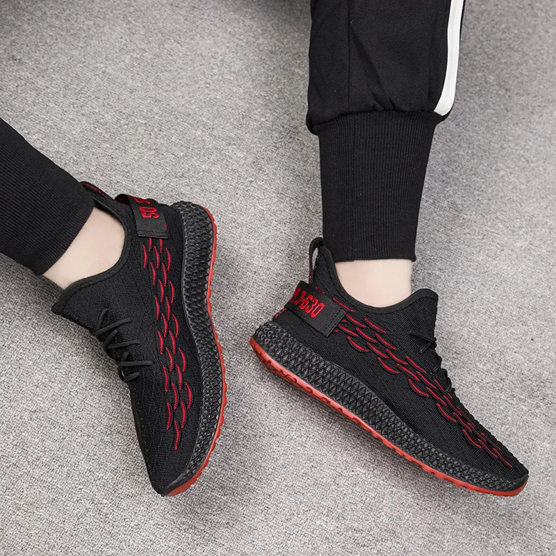 

Korean Fashion Men's Shoes Fish Scale Shape Casual Sports Shoes Travel Men's Red Rubber Tread Running Shoes, As pic