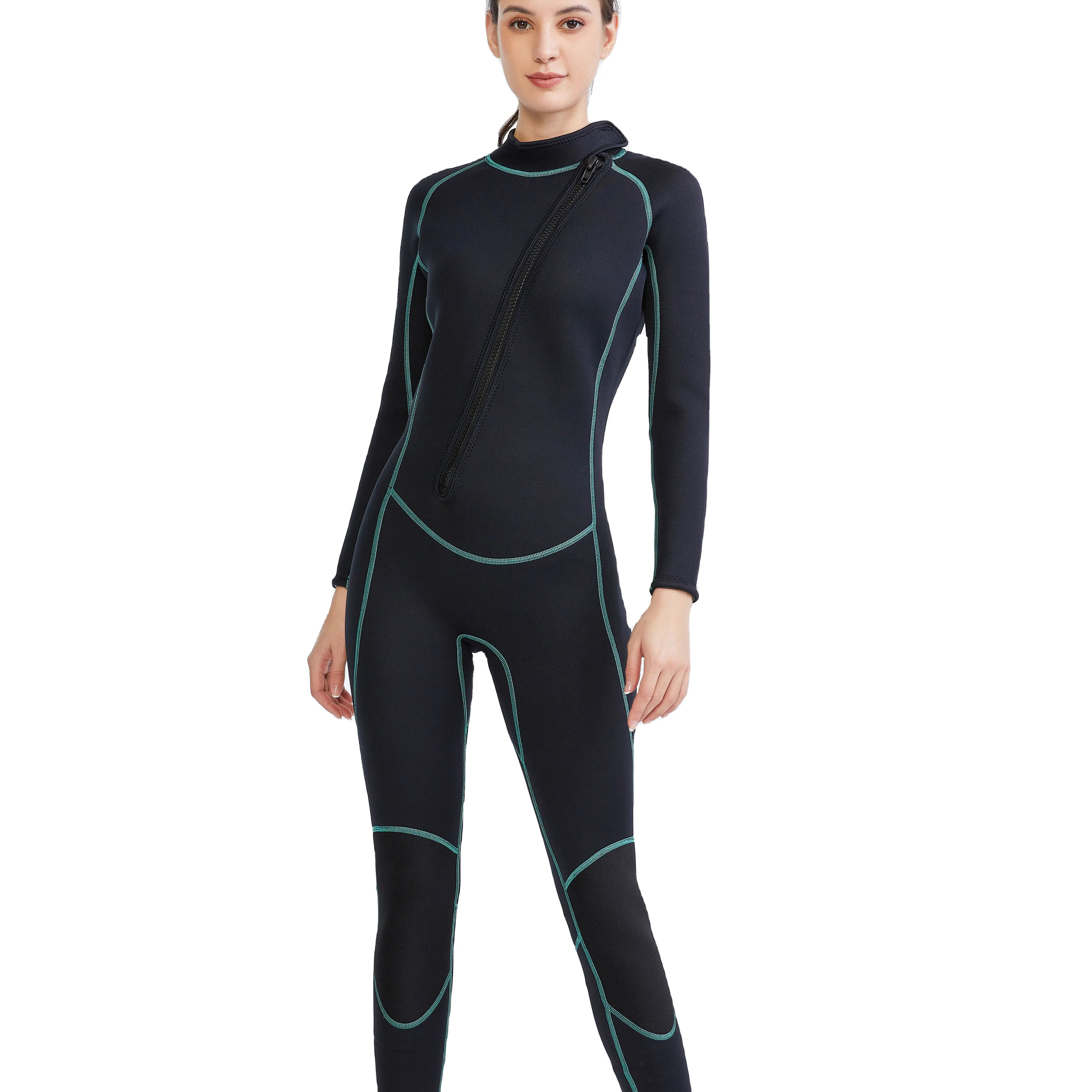 

Low MOQ Neoprene 3mm Wet Suit with Chest Zipper for Women with High Quality, Black