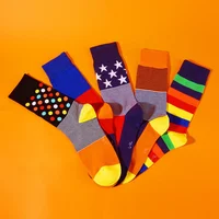

Latest design wholesale elastic soft coloured jacquard candy striped novelty fancy men women crew socks