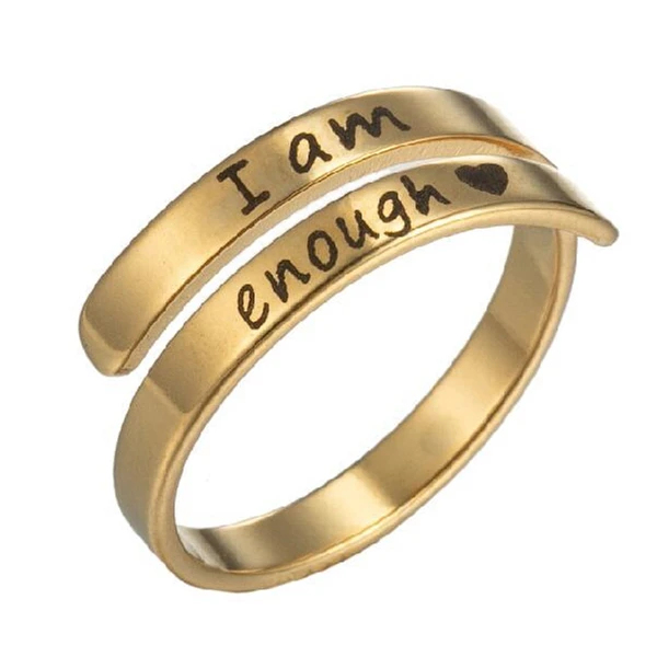 

Drop Shipping Faith Hope Love Blessed Keep Going You Are My Sunshine I Am Enough Engrave Stainless Steel Letter Adjustable Ring