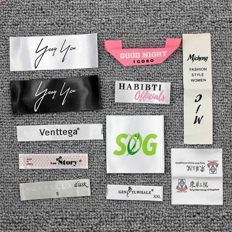

100PCS US$20 Factory Cheap Price Custom Name Logo Damask Garment Woven Labels for Clothing and Cloth, Custom color