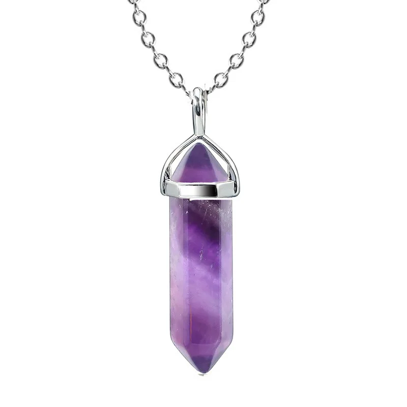 

Pendulum Pendant Stainless Steel Chain Healing Spiritual Energy Gemstone Men Crystal Necklace For Women Jewelry