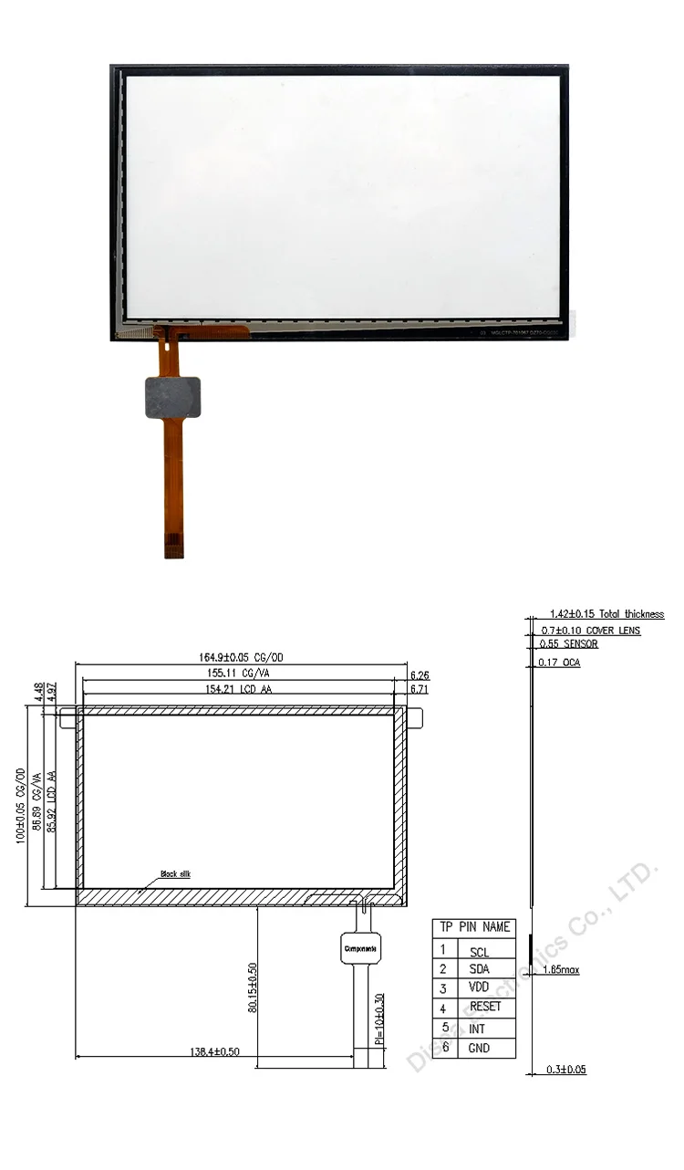 Source OEM TFT LCD Touch Panel Manufacturer 1024x600 7 inch LCD 