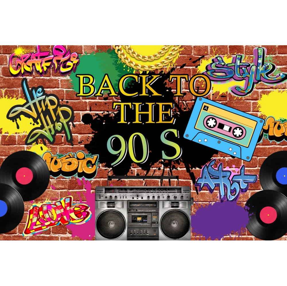 

80s 90s hip-hop theme party backdrop curtain decoration studio photography backdrop photo booth props vinyl background cover