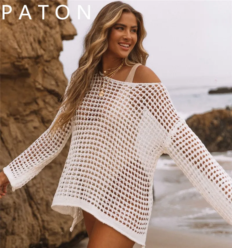 

2022 new designer Hollow out knitted beach blouse swim bathing suit bikini cover ups beach wear women