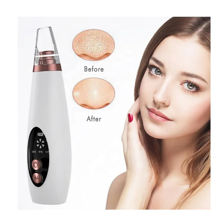 

Facial Massage Electric Five Suction Pore Cleaner Blackhead Remover Vacuum to Remove Skin Acne Noir Point Nose Blackhead, White