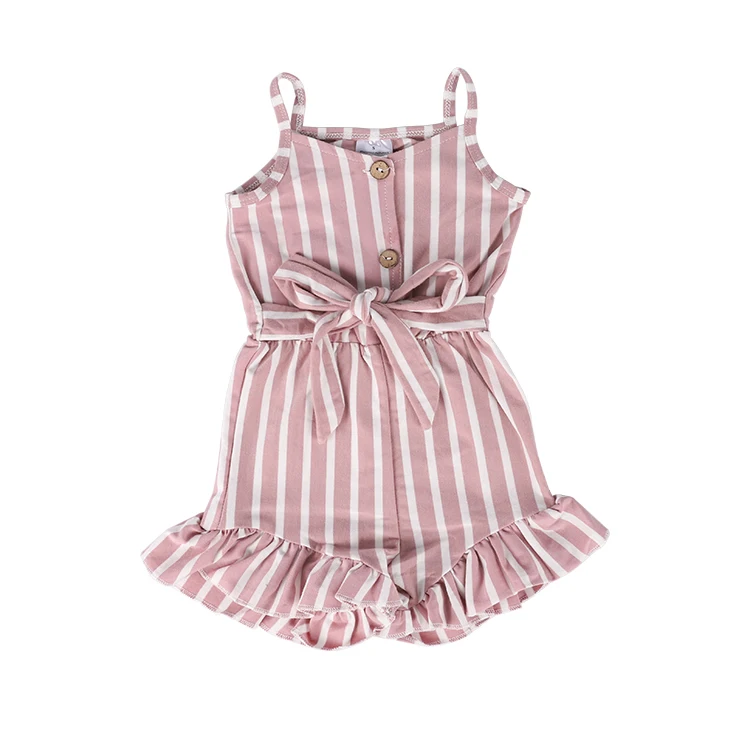 

Summer Girls Stripe Pink Romper, Dusty pink