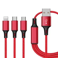 

3 In 1 Usb charger Cable nylon one drag three Android fast charge Type-C phone triple charge line