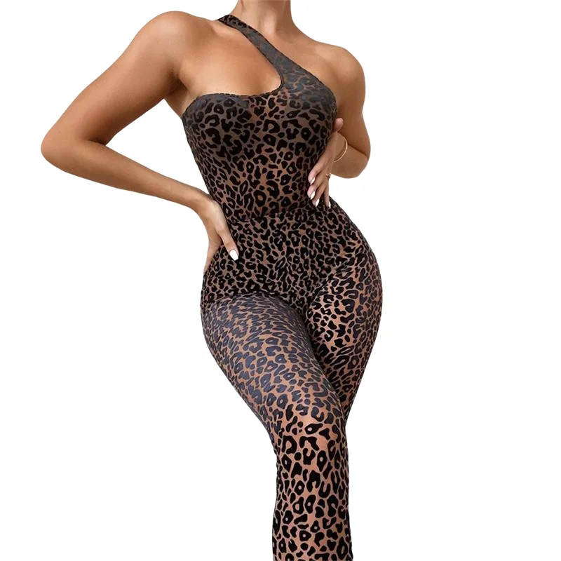 

277 Wholesale 2021 fall womens Long Rompers Jumpsuit Womens Leopard Print Jumpsuit sexy sports jumpsuit, Black, white, khaki