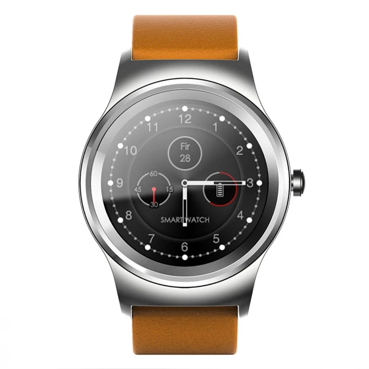 

SMA-Round 1.28 inch Color Touch Screen Leather Strap Smart Waterproof Watch