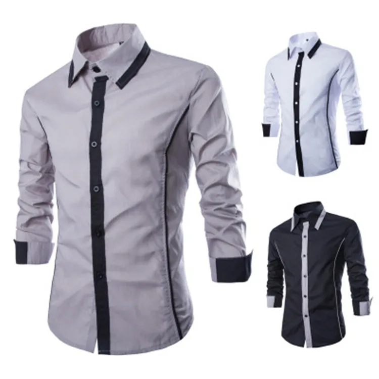 

Wholesale Men Slim Fit Long Sleeve dress shirt Casual Fashion Shirts Blouse ZJ121