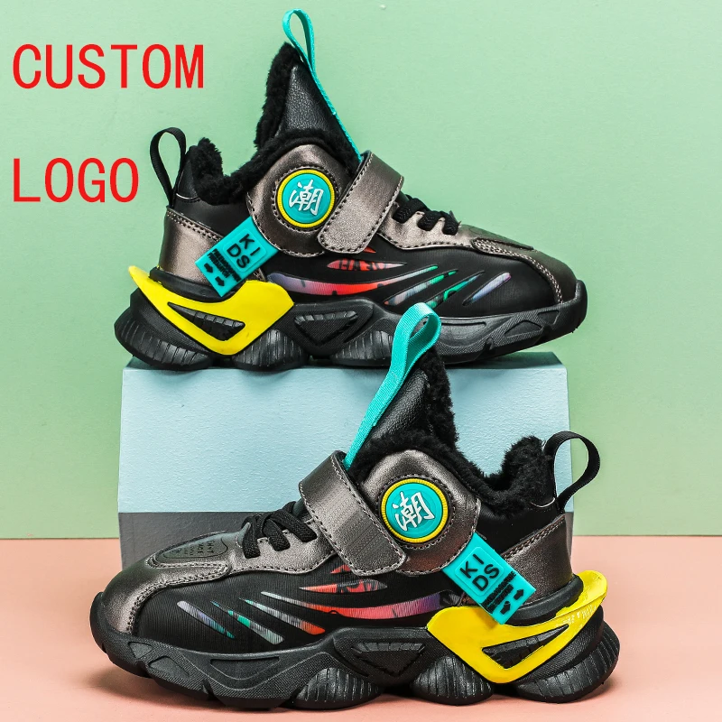 

children shoes winter lightweight kids children boys sneakers velvet OEM Anti-slip Baby Shoes breathable children's casual shoes, Pink/beige/black