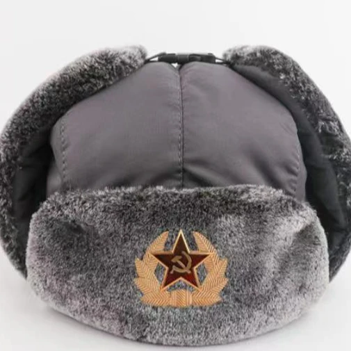 

Thick Winter Lei Feng Trapper Snow Russian Trooper Earflap Pilot Military Hat Ushanka Army Soviet Badge Bomber Hats