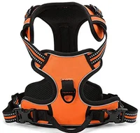 

Kingtale adjustable soft padded 3m reflective nopull front lead dog harness with logo orange