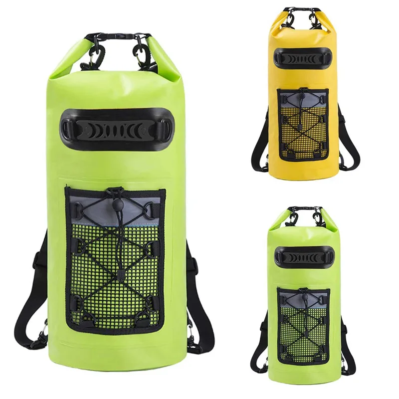 

Outdoor Sports Wet and Dry Separation Bag Net Bag Handle Waterproof Backpack Swimming Waterproof Bucket Backpack, Yellow,green