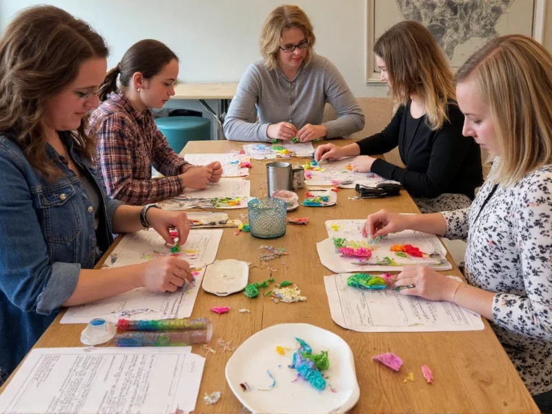 Group of Tampa crafters working together at community table