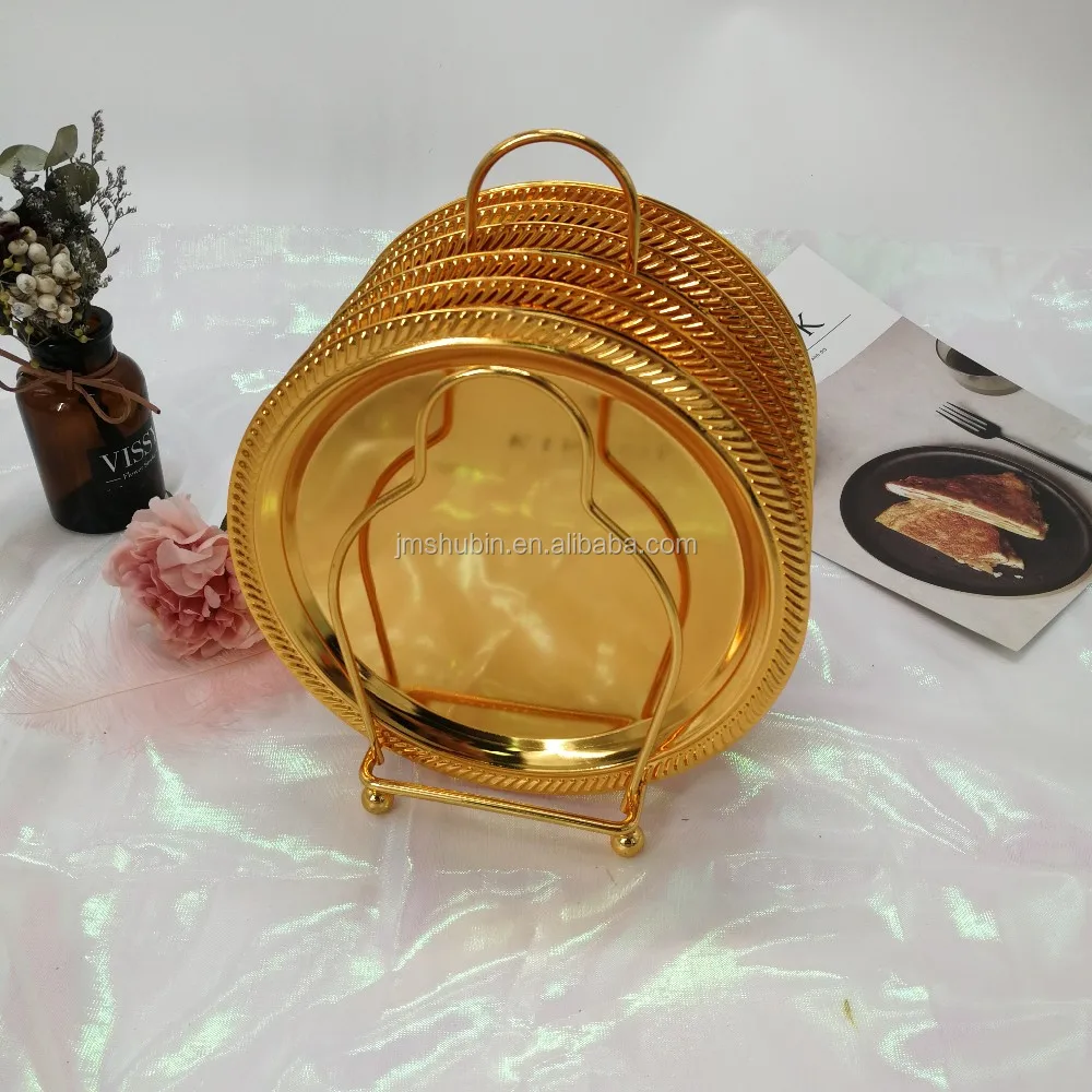 

Decorative metal material gold tray food plate