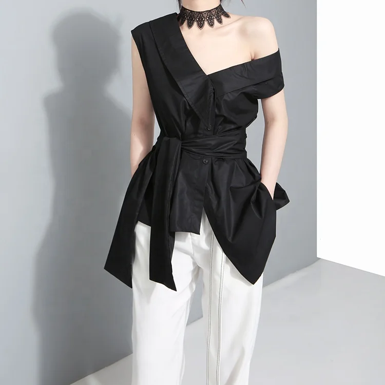 

B14203A hot sale fashion style lady boutique off-shoulder shirts