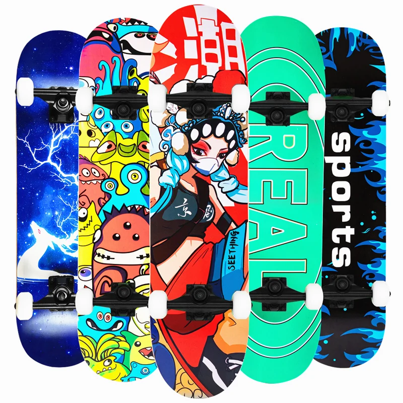 

7 Plyer A-grade Maple Skate board In Stock Aluminium alloy Truch 95A High Elastic Wheels Skareboard