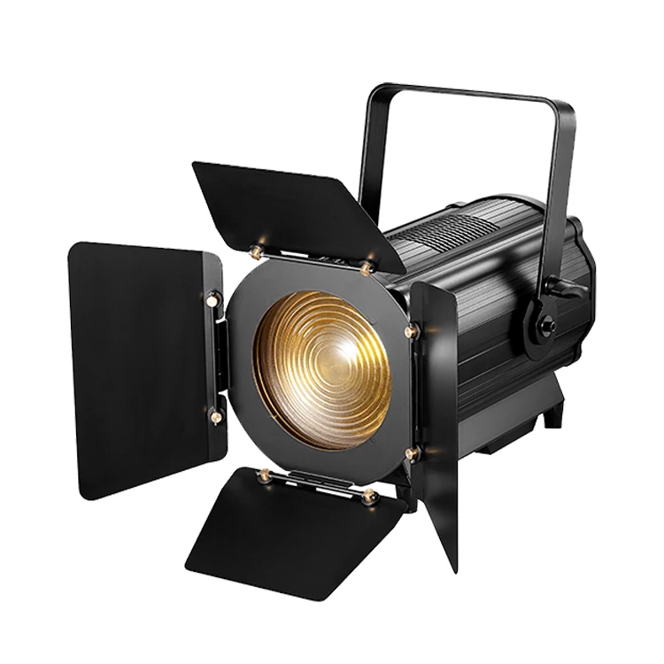 High power black 200w or 300 w WW or CW LED Fresnel Light for indoor studio and video with high CRI and barndoor