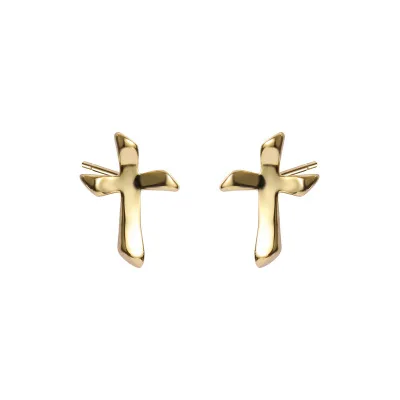 

Simple Design 925 Sterling Silver Stud Earrings Cross Shape Stud Earrings, As picture