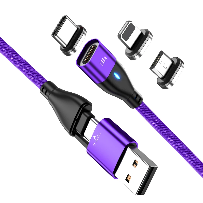 

2021New 6 in 1 PD 100W Magnetic Usb Fast Charging Type c to Laptop/Phones 11pin Nylon Braided mobile charger