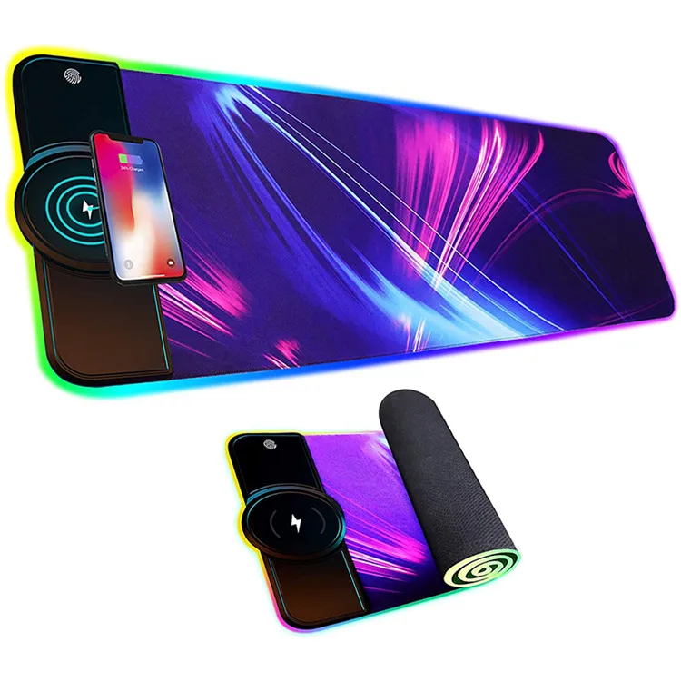 

Hot Selling 2 in 1 Wireless Fast Charging Mousepads Gamer RGB Led Mouse Pad 15W Wireless Phone Charger