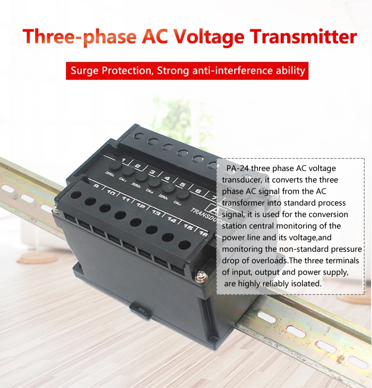 Pa24 3 Phase Ac 01000v Input High Voltage Transducer Pa24 3 In 3 Out
