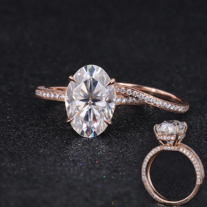

Starsgem hot sale oval cut moissanite wedding band 14k gold jewelry rings women