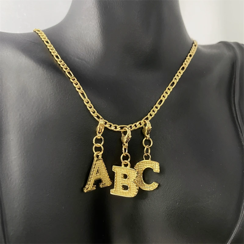 

Initial Letter Necklace Alphabet Pendant 18k Gold Necklace Stainless Steel Jewelry Figaro Chain Letter Necklace Tarnish Free