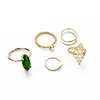 European and American hollow diamond joint emerald ring set for 2019