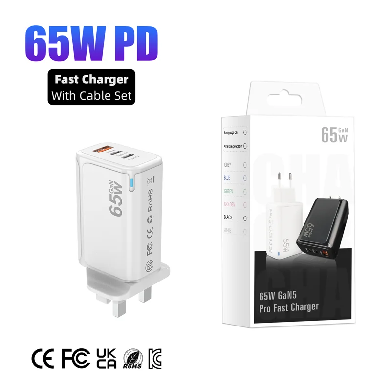 

Wall Charger Type C Usb Multiple 3 Ports Type-C Usb Wall Charger 65W Gan Charger