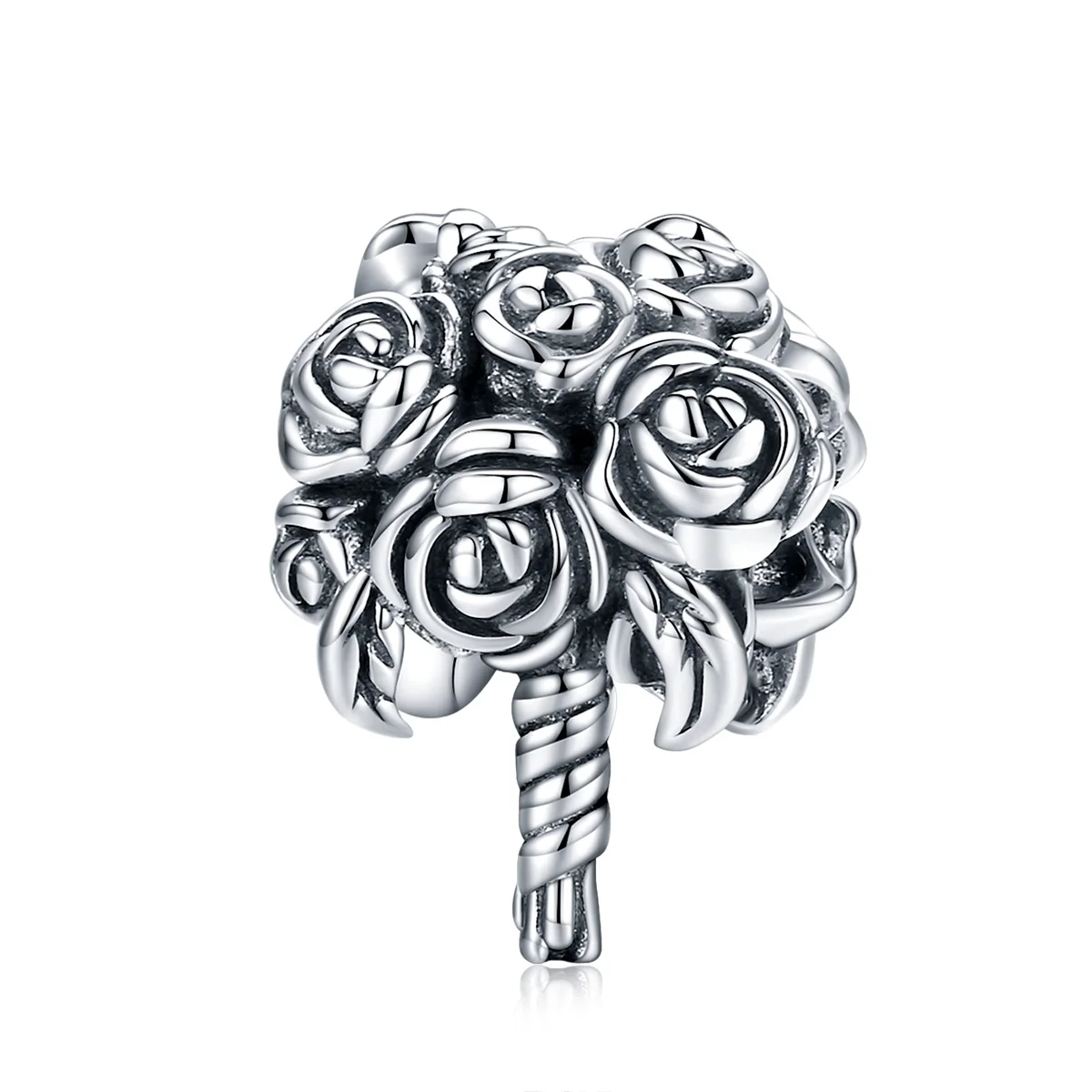 

beautiful bridal roses bouquet charm silver wedding jewelry