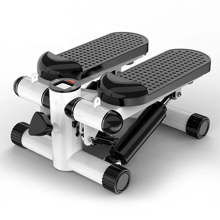 

Home gym equipment hydraulic cross trainer fitness step exercise mini aerobic stepper with handlebar, White