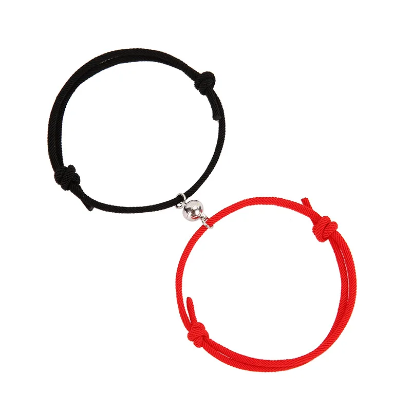 

Fashion Adjustable Black Red White Mutual Attraction Bracelet Couple Magnetic Bracelet