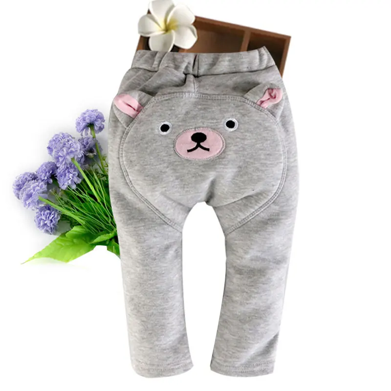 

Children's pants manufacturers wholesale girls pure color warm plus velvet baby cotton pants outside wear ingenuity PP pants.