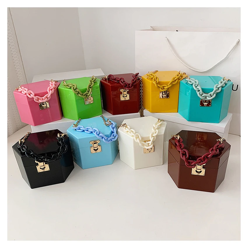 

PVC candy evening bags women handbags 2021 mini cosmetic bag chain handle ladies messenger bags