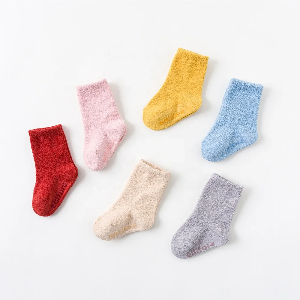 

children's middle stockings baby coral velvet reinforced warm floor non-slip baby socks, Pantone color