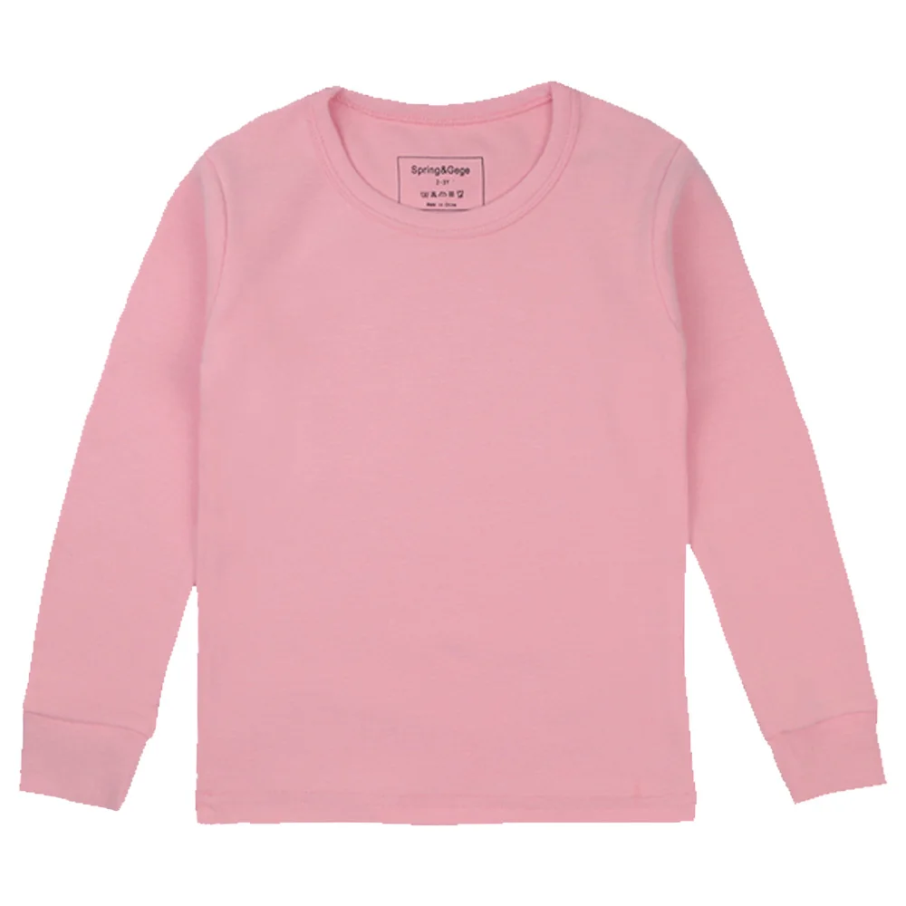 

Custom Autumn Winter 100% cotton Warm Little Big Girls Soft Plain Long Sleeve T-Shirts Kids Clothes