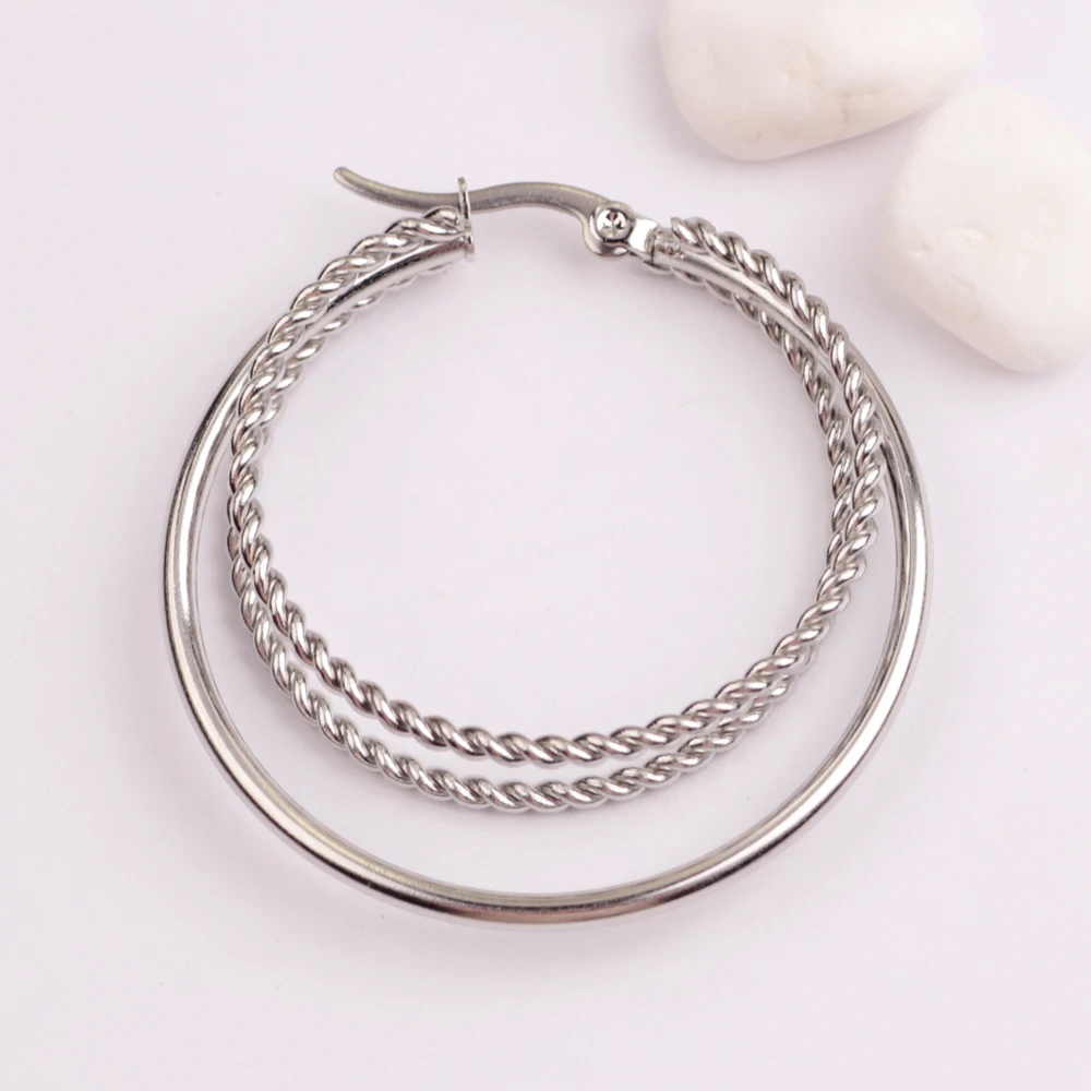 

Stainless steel New Product Ideas 2020 diamond width Silver Hoop Earrings