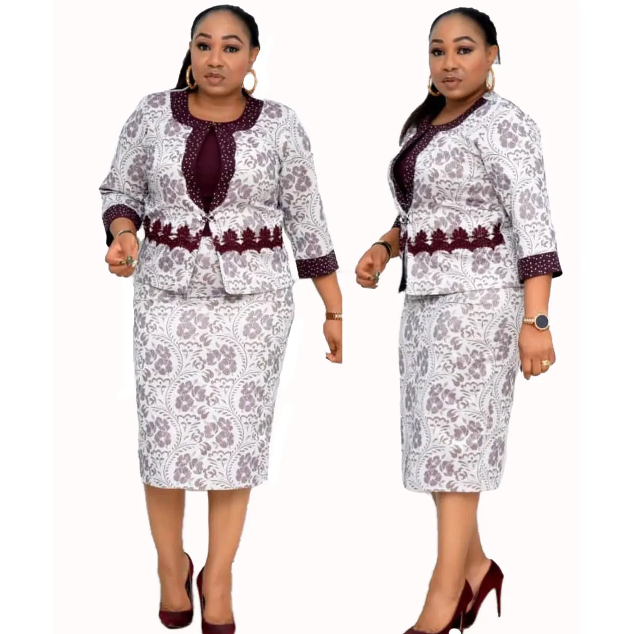 

20411-MX23 african mother plus size dress floral print design sehe fashion