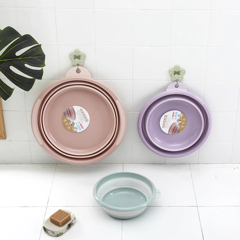 Foldable wash bowl calapsible plastic wash basin plastic folding wash basin