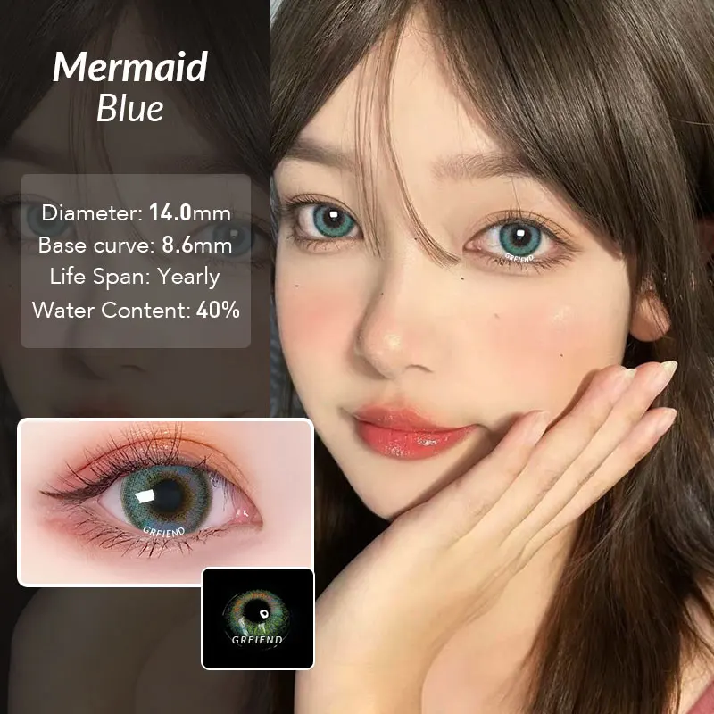 

Mermaid Me10 14Mm Blue Colored Contacts Lens Wholesale Lentes De Contacto De Color Yearly Soft Big Eye Contact Lenses