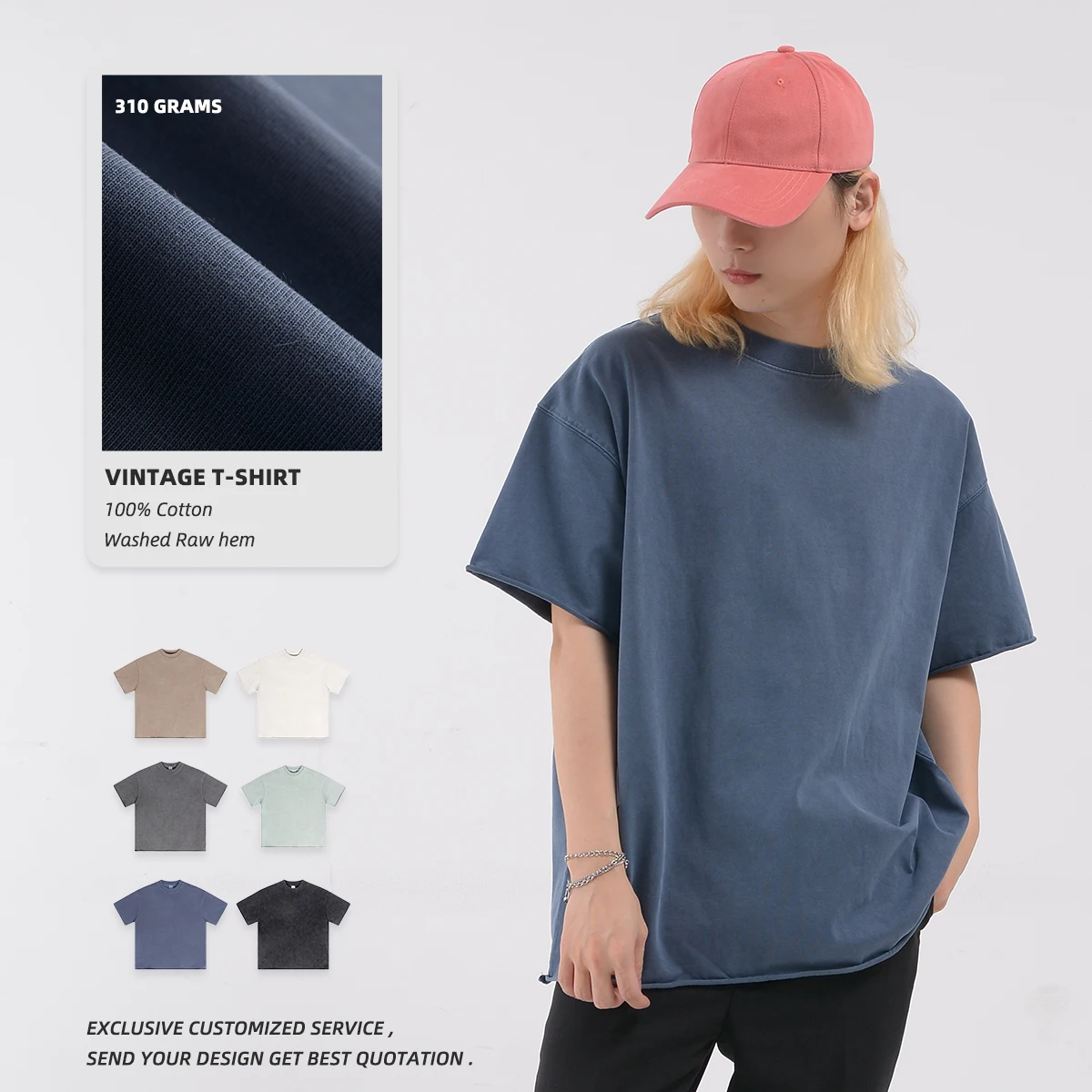 High Quality New Streetwear Tshirt Custom Brand logo Fashion Distressed Cotton t Shirts for Men Raw Hem t Shirt