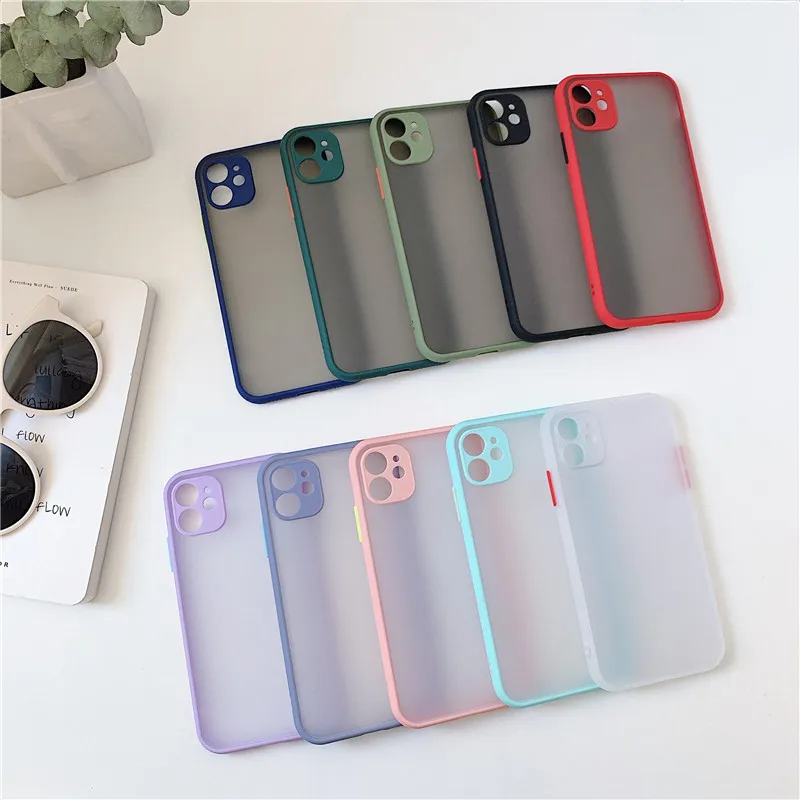 

Armor Camera Lens Protector Phone Case For iPhone 12 11 Pro Max 6 S 7 8 Plus X XS Max XR Translucent Matte Mobile Phone Cover