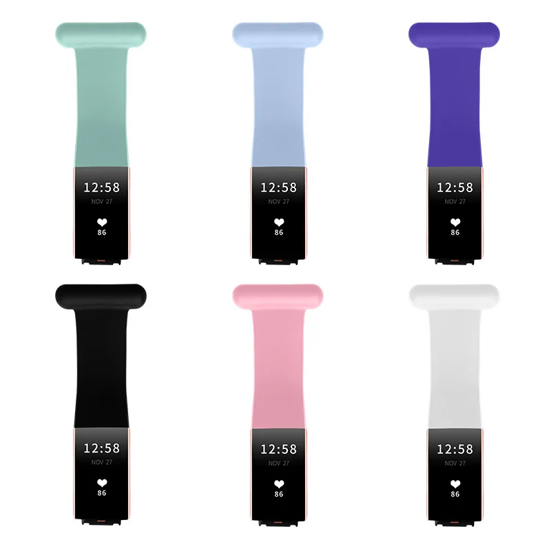 

Doctors Brooch Nurse Silicon Wristband Bracelet Watch Band For Fitbit Charge 3 Silicone Watch Strap For Charge 4, Pink /navy blue /black /white /light green /light blue /purple /green