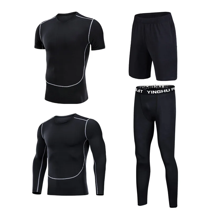

2021 Men Sportswear Active Wear 4 Piece Sport running wear Men's Gym Fashion Activewear men gym tracksuit training jogging wear