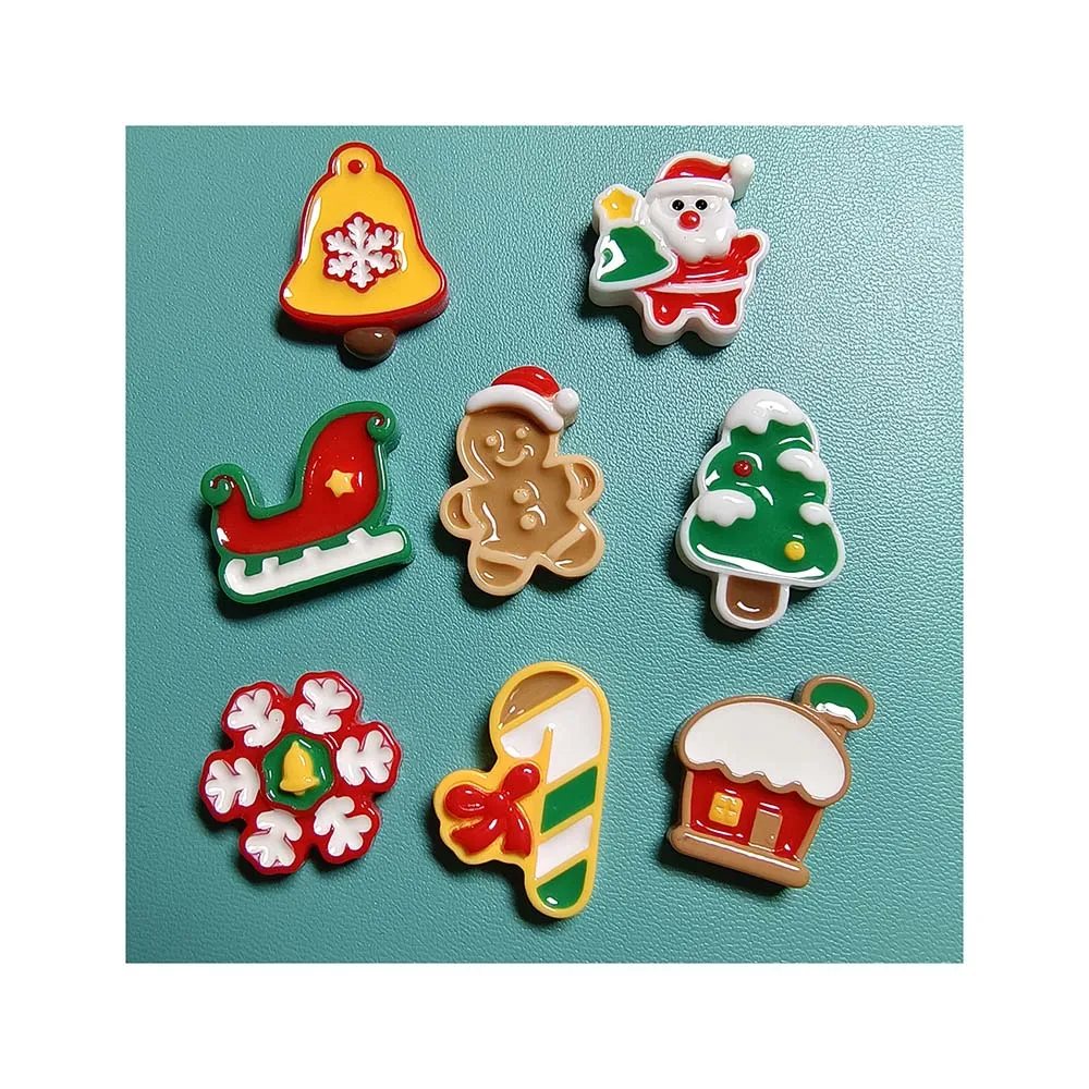 Cartoon Bell Snowman Trees   Flat Back Resin Cabochon Flatback  Gift Christmas Decoration DIY Embellishments for Scrapbook