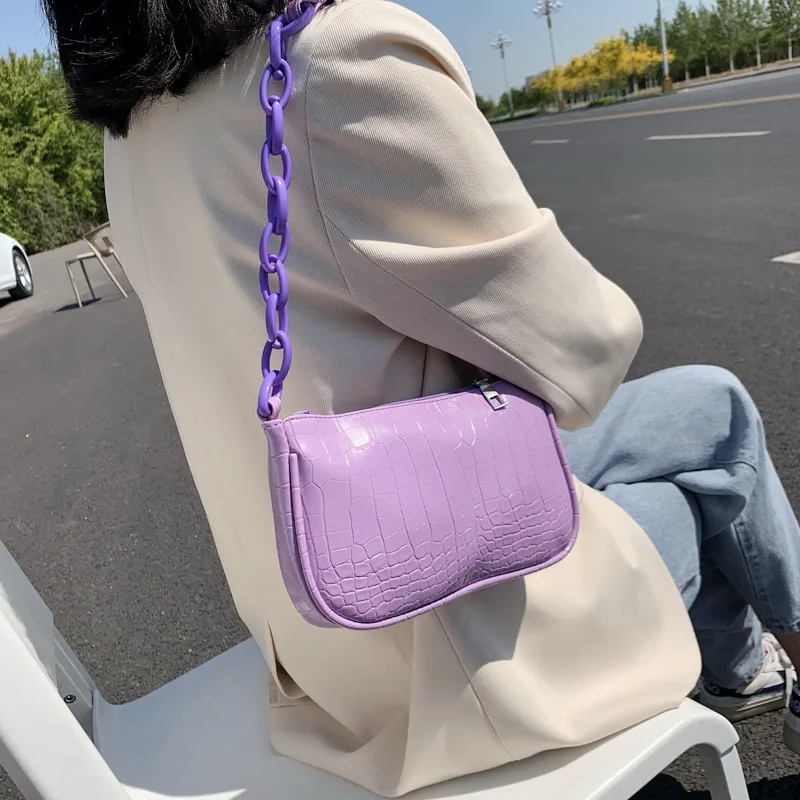 

Leather Alligator Pattern Women Handbags Totes Ladies Phone Purse Elegant Female Underarm Shoulder Bag Chain Woman Purse Ladies, Multi colors