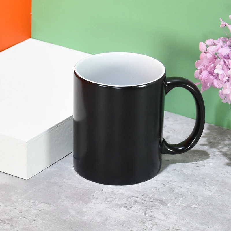 

Promotional Price  high quality Sublimation Blanks customized cup temperature sensing color changing ceramic mugs, White